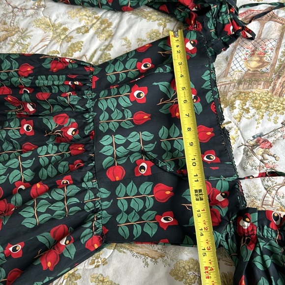 Agua by Agua Bendita Alheli Maxi dress Size XS Red Green Off Shoulder - Picture 14 of 16